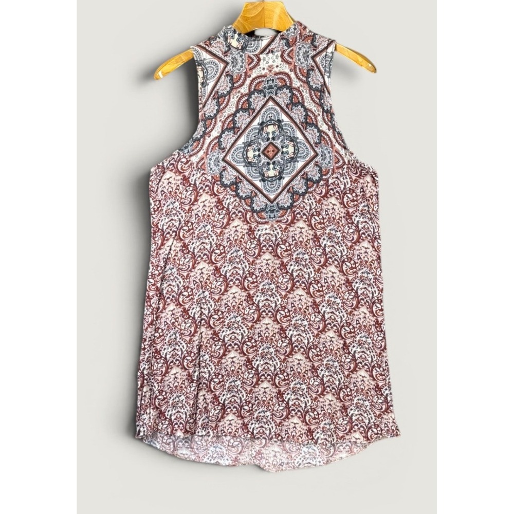 American Eagle Sheath Dress Large Breezy Paisley Boho High Neck Open Back Resort